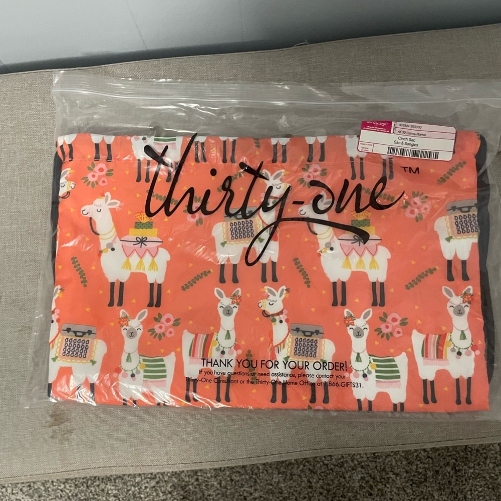 Thirty-One Vibrant Orange Llama Cinch Sac